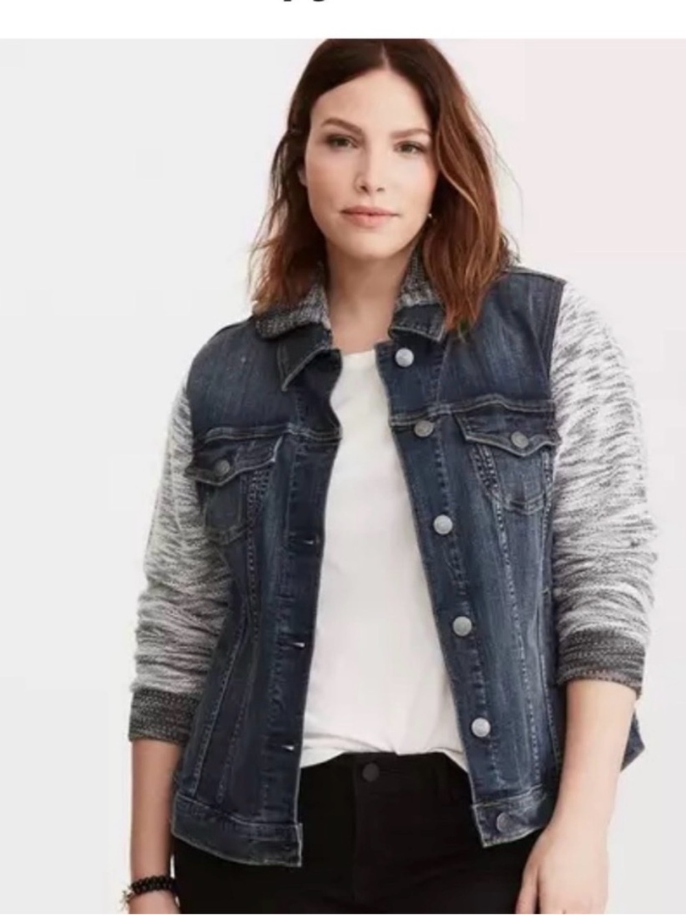 Torrid Denim French Terry Hooded Jean Jacket | Size 1